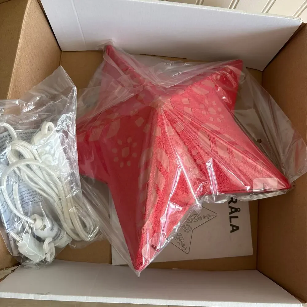 IKEA Strala Red Star Light with Cord and Bulb 2015 Hanging Art Lamp 603.418.93